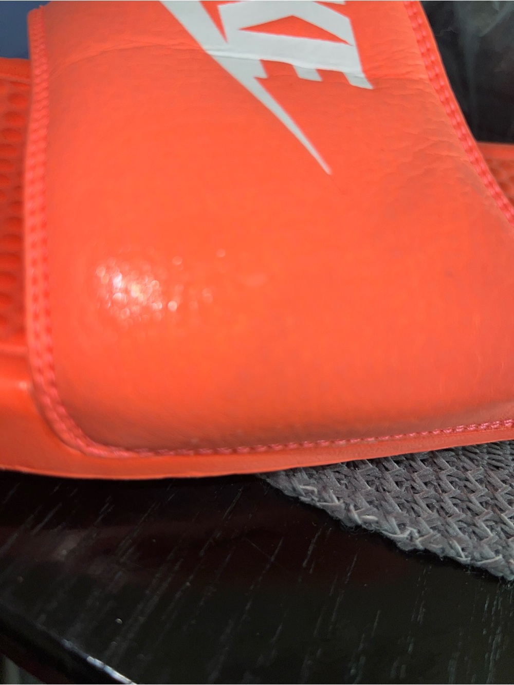 Nike Bright Orange Slide Sandals with White Logo - Picture 6 of 8
